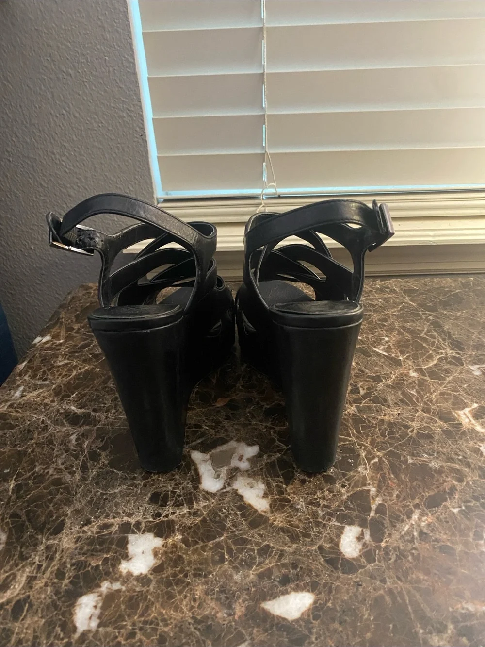 Vince Camuto Black Strappy Wedge Sandals